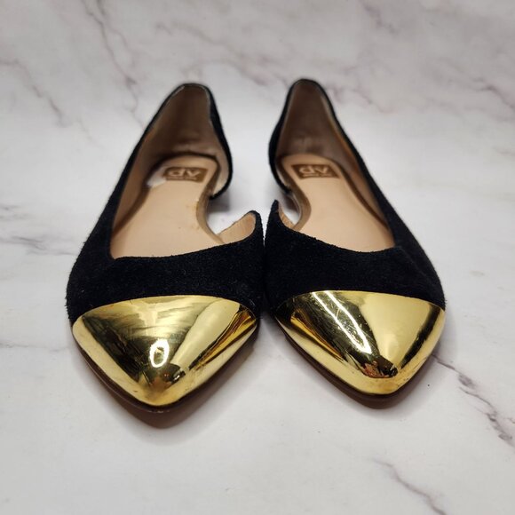 DV Dolce Vita Black Suede Flats Gold Toe Classic Ballet Slip-On Shoes 8.5 - Picture 3 of 9